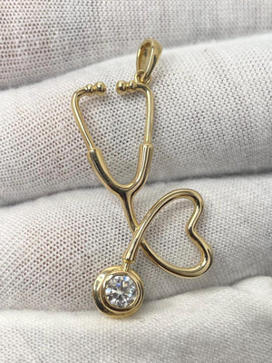 14k Solid Gold Stethoscope Pendant 14k Solid Gold Stethoscope Pendant