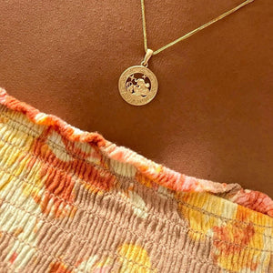 14k Solid Gold Aquarius Zodiac Pendant, Zodiac Pendant Charm 14k Solid Gold Aquarius Zodiac Pendant, Zodiac Pendant Charm