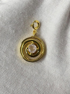 18k Solid Gold Spiral Charm with Rose Quartz | Handmade Detachable Bracelet Charm | 13mm Diameter 18k Solid Gold Spiral Charm with Rose Quartz | Handmade Detachable Bracelet Charm | 13mm Diameter