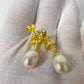 18k Gold Plated 925 Sterling Silver Freshwater Pearl Marquise Moissanite Drop Earrings