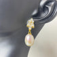 18k Gold Plated 925 Sterling Silver Freshwater Pearl Marquise Moissanite Drop Earrings