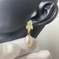 18k Gold Plated 925 Sterling Silver Freshwater Pearl Marquise Moissanite Drop Earrings