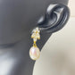 18k Gold Plated 925 Sterling Silver Freshwater Pearl Marquise Moissanite Drop Earrings