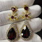 18k Gold Plated 925 Silver Red Garnet Earrings