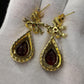18k Gold Plated 925 Silver Red Garnet Earrings