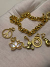 Handmade 18K Gold Plated (Vermeil) Rolo Chain Bracelet | Customizable Symbolic Charms | Lotus, Dove, Mudra, Spiral and Peace charms