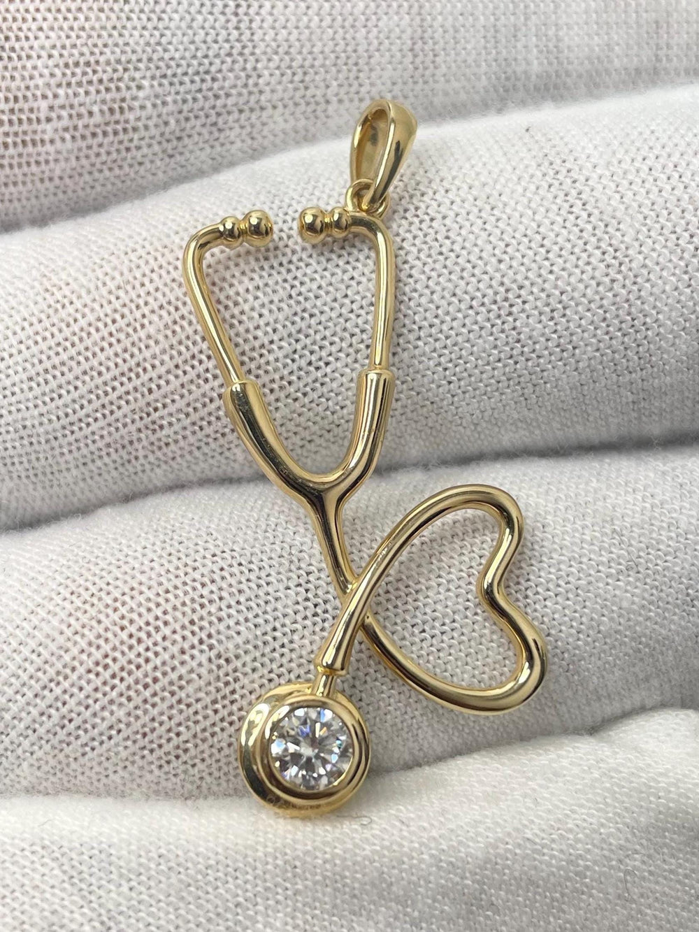 14k Solid Gold Stethoscope Pendant