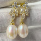 18k Gold Plated 925 Sterling Silver Freshwater Pearl Marquise Moissanite Drop Earrings