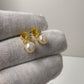 18K Solid Gold Freshwater Pearl Drop Earrings with Moissanite Stones