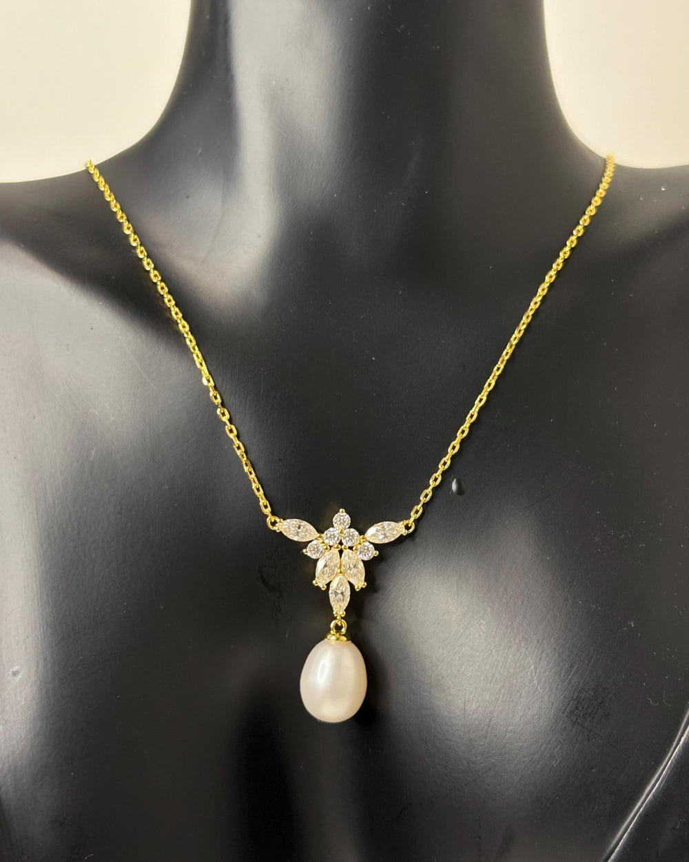 Marquise Pearl Drop Necklace