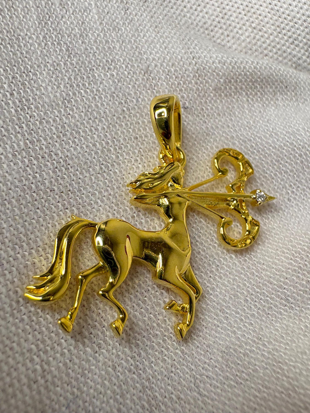 18k Solid Gold Female Sagittarius Pendant, Solid Gold Sagittarius Charm