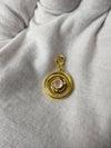 18k Solid Gold Spiral Charm with Rose Quartz | Handmade Detachable Bracelet Charm | 13mm Diameter