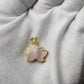 18k Solid Gold Lotus Bracelet Charm with Natural Pink Shell | Detachable Connector | Handmade Jewelry
