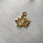 18k Solid Gold Lotus Bracelet Charm with Natural Pink Shell | Detachable Connector | Handmade Jewelry
