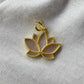 18k Solid Gold Lotus Bracelet Charm with Natural Pink Shell | Detachable Connector | Handmade Jewelry